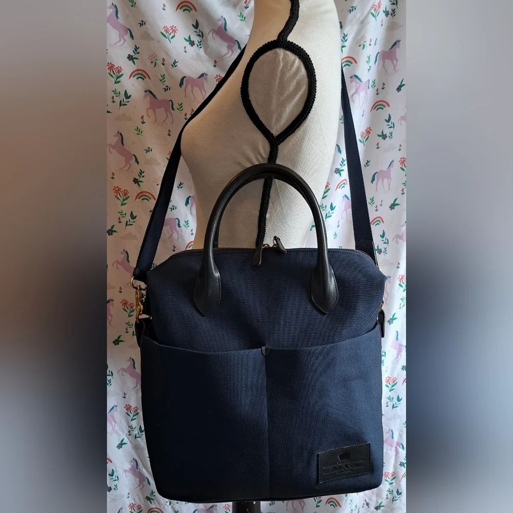 NWOT Made In Eden Navy Blue Cotton Quiet Luxury Crossbody Purse Tote Bag